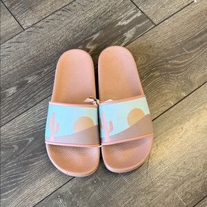Cactus Print Slide Sandals